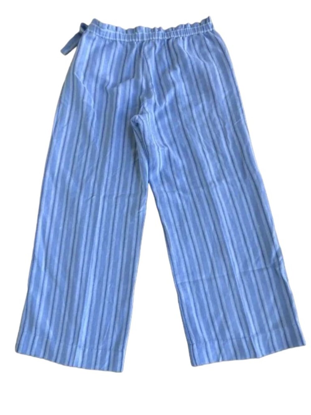 Tommy Bahama Striped Blue & White Wide-Leg High Waist Linen Summer Pants - Picture 9 of 10